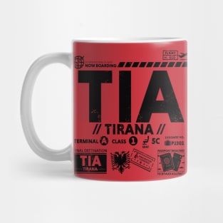 Vintage Tirana TIA Airport Code Travel Day Retro Travel Tag Albania Mug